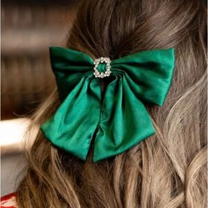 Michelle McDowell Elegant ‘Emily’ Green Hair Bow with Gem Accent